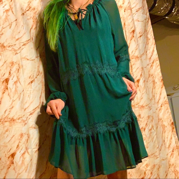 Gianni Bini Emerald Green Sheer Lacy Dress - Picture 8 of 10